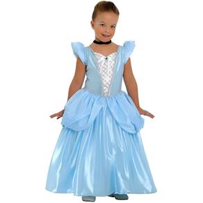 Fantasia Princesa Cristal Luxo 35008 - G (10 a 12 Anos) - Azul