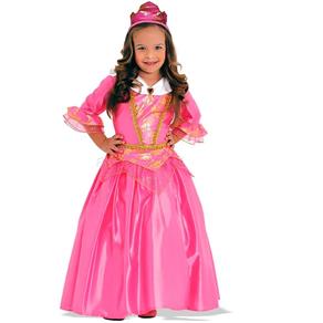 Fantasia Princesa Rosa Infantil Luxo Sulamericana - M / 5 - 8