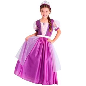 Fantasia Rapunzel Enrolados Princesa Infantil Luxo - G / 9 - 12