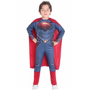 Fantasia Super Homem de Aço Infantil Longa com Capa - G / 9 - 12