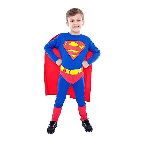 Fantasia Super Homem/SuperMan Clássico Infantil Longa com Capa G 9-12