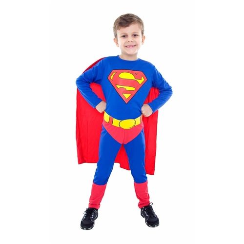 Fantasia Super Homem / SuperMan Clássico Infantil Longa com Capa