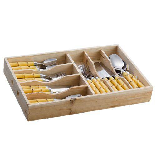 Faqueiro de Aco Inox Bon Gourmet 42 Pcs C/cabo de Plastico Bamboo