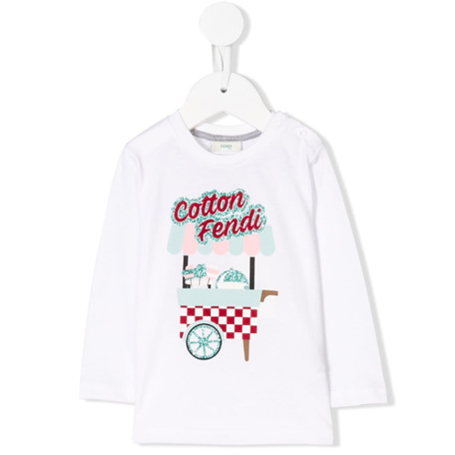 Fendi Kids Camiseta Mangas Longas - BRANCO