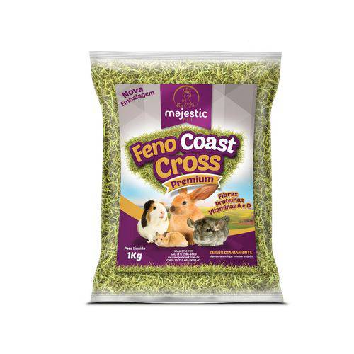 Tudo sobre 'Feno Coast Cross Super Premium para Roedores Pacote 1kg - Majestic Pet'