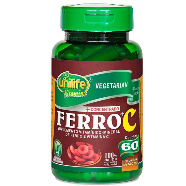 Ferro com Vitamina C 60 Cápsulas Unilife