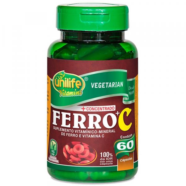 Ferro + Vitamina C 500mg 60 Cápsulas Unilife