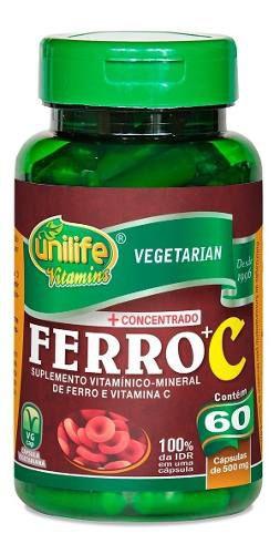 Ferro + Vitamina C 500mg 60 Cápsulas - Unilife