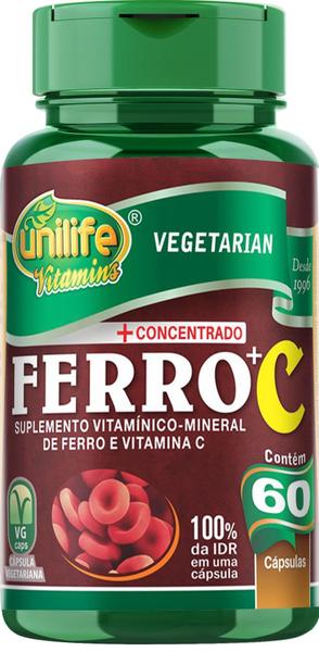 Ferro + Vitamina C 60 Cápsulas Unilife Vitamins