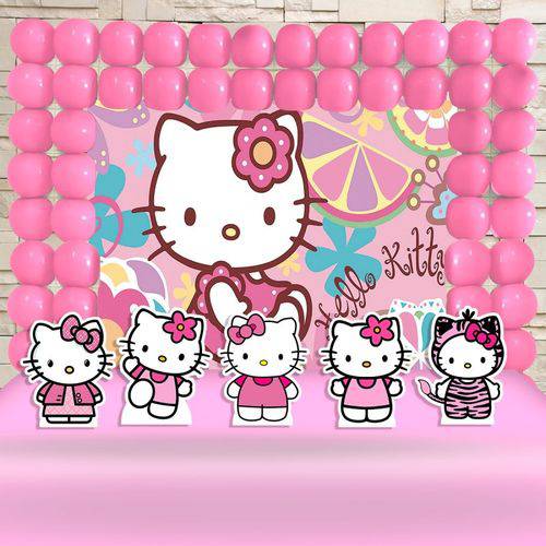 Tudo sobre 'Festa Aniversario Hello Kitty Decoração Cenario Kit Ouro'
