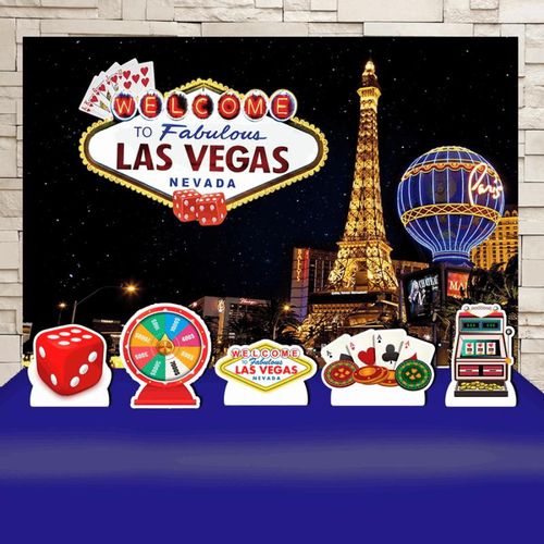 Festa Aniversário Las Vegas Decoração Cenários Kit Prata