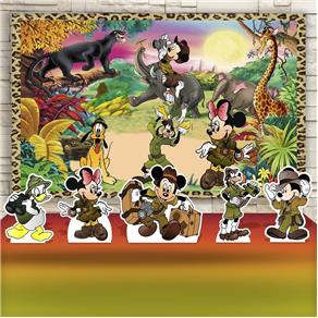Festa Aniversário Mickey Safari Decoração Cenários Kit Prata