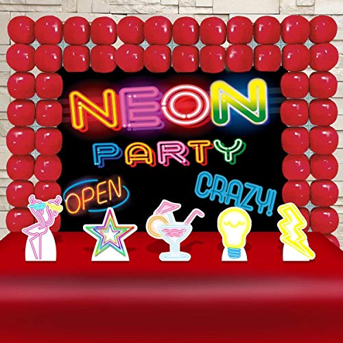 Festa Aniversário Neon Party Decoração Cenários Kit Ouro