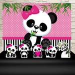 Festa Aniversário Panda Rosa Decoração Cenários Kit Prata