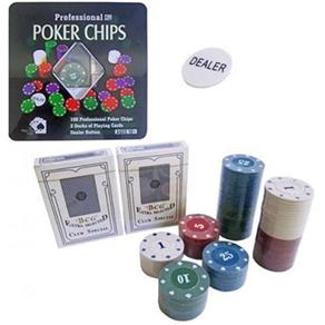 Ficha de Poker com 100 Fichas + 2 Baralhos + Dealer - Imporiente