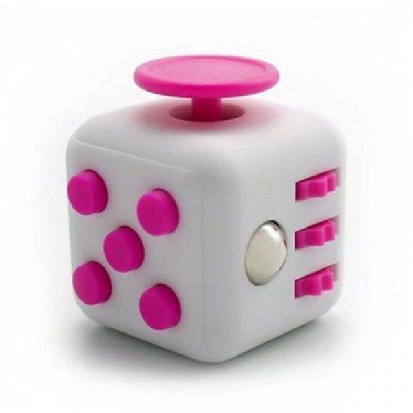 Fidget Cube Anti Stress Branco e Rosa