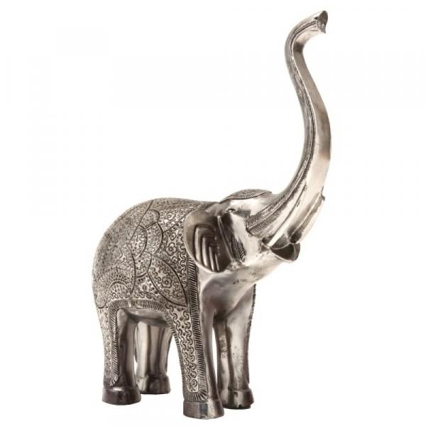 Figura de Resina Prata- Elefante- 31 Cm - Btc Decor