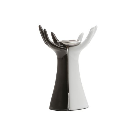 Figurino Mão Porta-Vela Black/White 21,5Cm