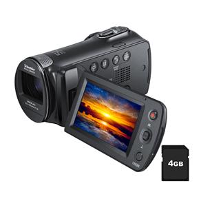 Filmadora Samsung F80 Preta C/ LCD 2,7”, Grava em Alta Resolução, Zoom Óptico 52x, Detector de Face, Estabilização de Imagem e Smart Auto + Cartão 4GB