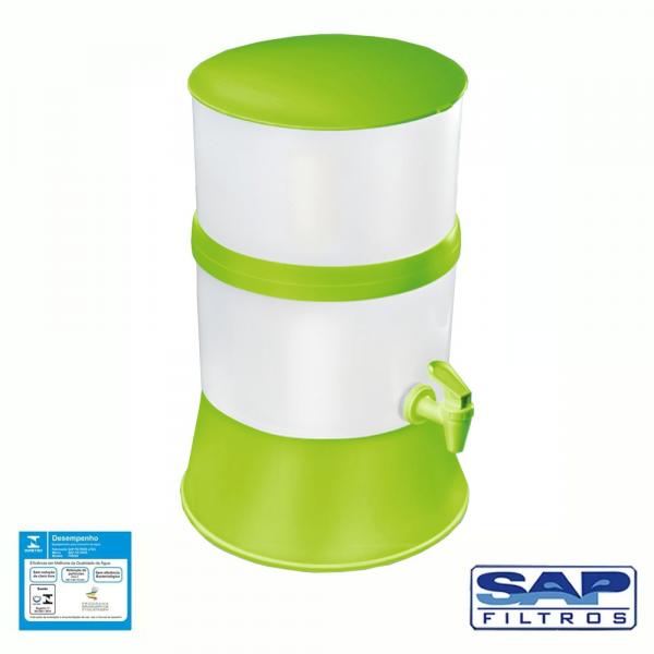 Filtro de Água Compacto "c/ Vela Cerâmica" (Verde) - Sap Filtros 7,5L