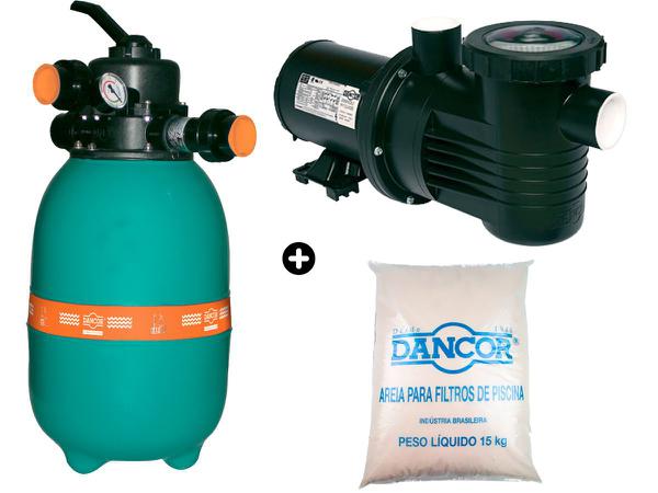 Filtro para Piscina DFR-12-4 + Bomba Autoescorvante 1/3CV 110/220V + Areia - Dancor