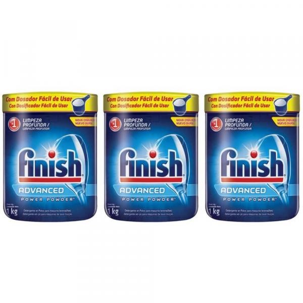 Finish Detergente em Pó Lava Louça 1kg (Kit C/03)