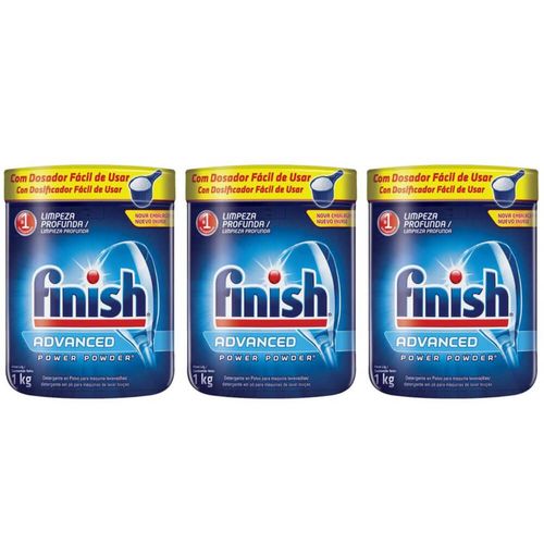 Finish Detergente em Pó Lava Louça 1kg (kit C/03)