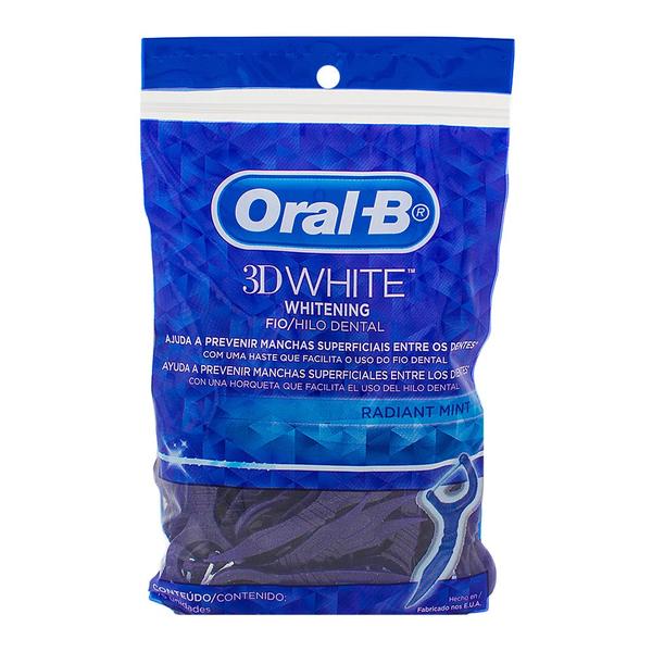 Fio Dental Oral-B 3D White Flexível com Haste 75 Unidades