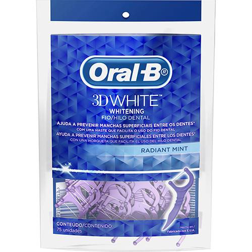 Fio Dental Oral-B 3D White Radiant Mint Hastes Flexíveis