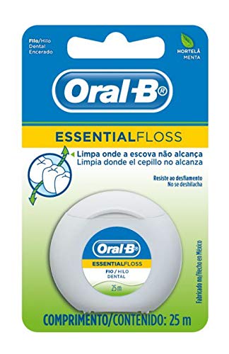 Fio Dental Oral-B Essential Floss Encerado Menta, 25 M
