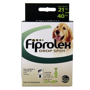 Fiprolex Drop Spot Antipulgas e Carrapatos Cães 21 a 40kg (2,68ml) - Ceva