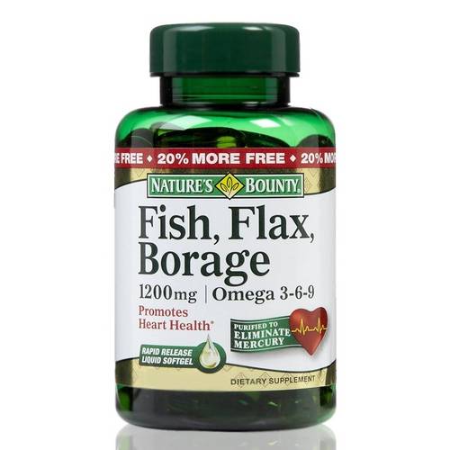 Fish, Flax e Borage e Vitamina e (Ômegas 3-6-9) - 80 Cápsulas - Natures Bounty
