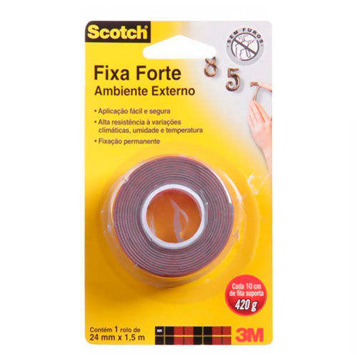 Fita de Espuma Dupla Face Fixa Forte Scotch 3M