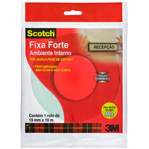 Fita Dupla Face de Espuma Fixa Forte 19mm X 10m Scotch 3m
