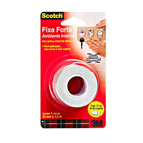 Fita Dupla Face Espumada Fixa Forte 24mm X 1,5m - Scotch 3M