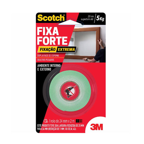 Fita Dupla Face Espumada Fixa Forte 24mm X 2m - Scotch 3m