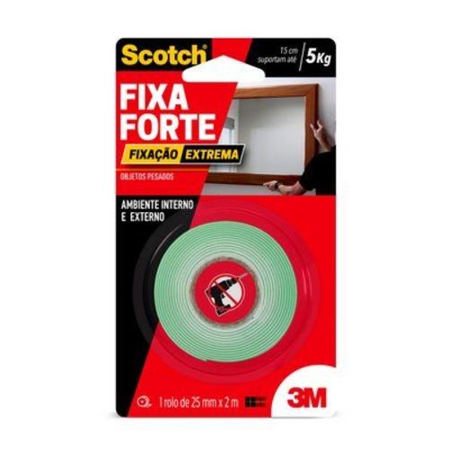Fita Dupla Face Fixa Forte Extreme 25mmx2m Transparente Scotch 3m