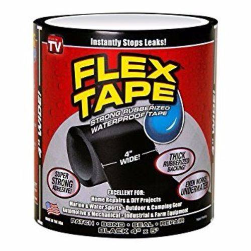 Tudo sobre 'Fita Flexível Preta Cola Repara Remenda Flex Tape Black 10cm X 150cm'