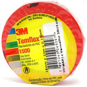 Fita Isolante Temflex 18Mmx10M - 3M - Vermelho
