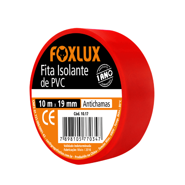 Fita Isolante Vermelha 10M X 19Mm Foxlux