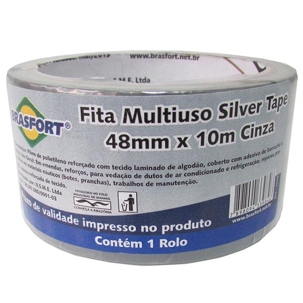 Fita Multiuso 48mm 10 Metros Silver Tape Cinza - Brasfort - Brasfort