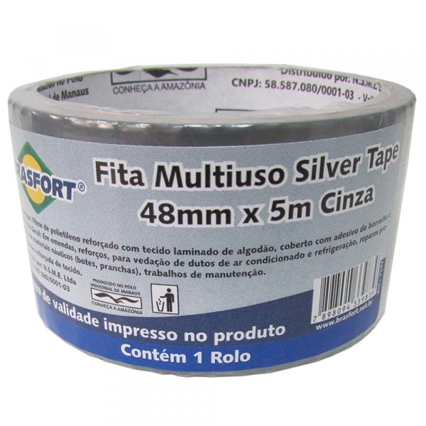 Fita Multiuso 48mm 5 Metros Silver Tape Cinza - Brasfort - Brasfort