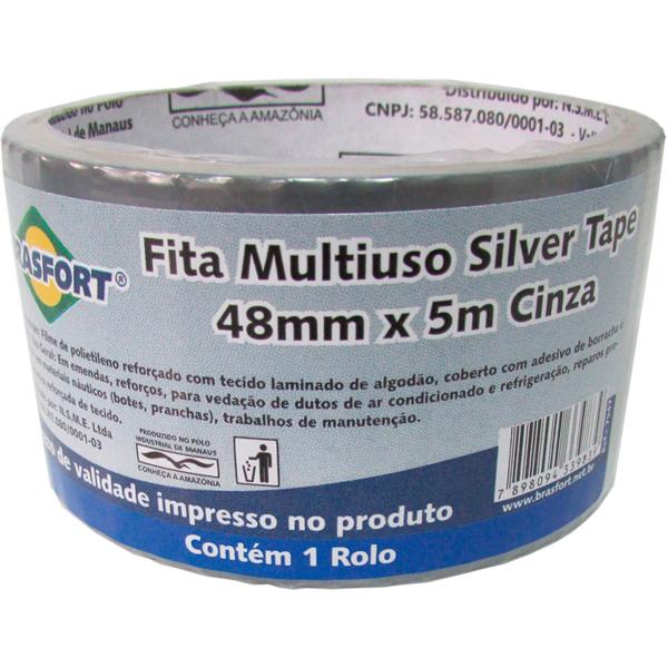 Fita Multiuso 5 Metros Silver Tape Cinza 7547 Brasfort