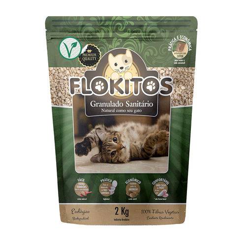 Tudo sobre 'Flokitos - Granulado Sanitário Natural para Gatos - Areia - 2,0 Kg'