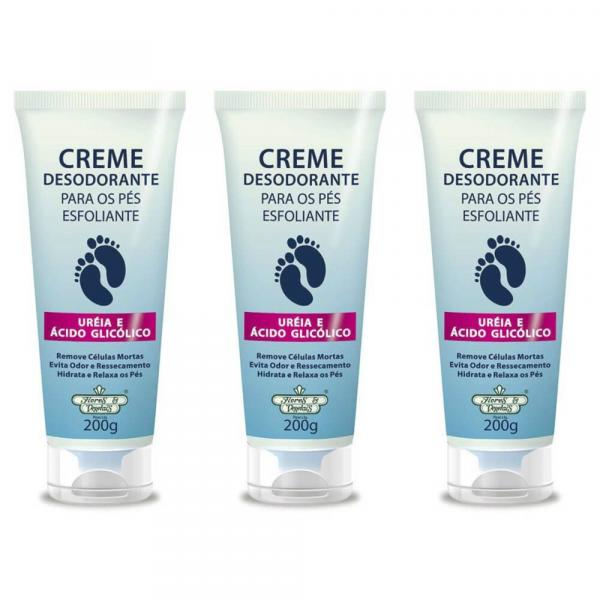 Flores Vegetais Creme Esfoliante P/ Pés 200g (Kit C/03)