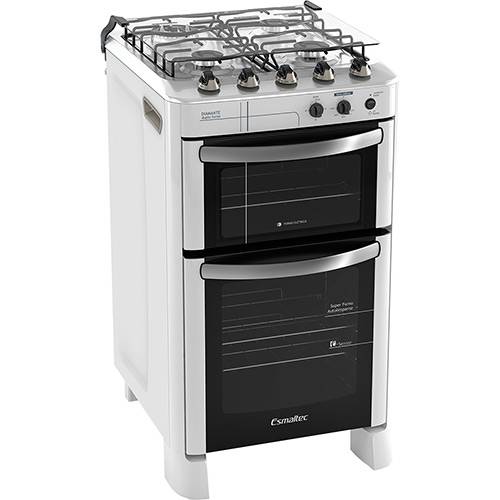 Fogão 4 Bocas Duplo Forno Esmaltec Diamante Branco 127 Volts