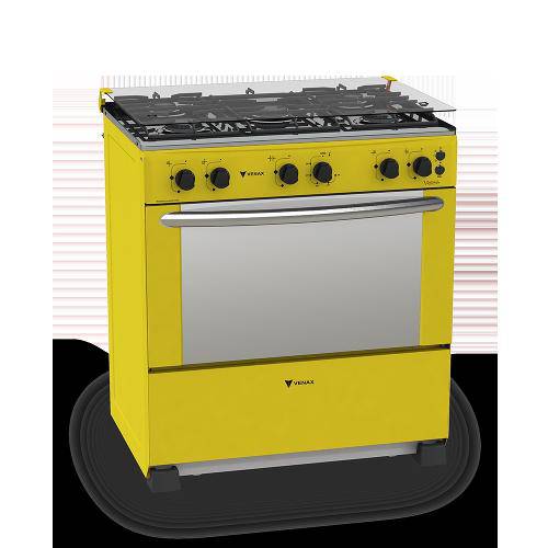 Fogão a Gás 5 Bocas Venax Vetrô Amarelo Gn 110v