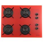 Fogão Cooktop Fornello 4 Bocas Vermelho Mega Chama a Gás