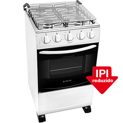 Fogão de Piso Atlas 4 Bocas Tropical Plus Acendimento Automático Forno Auto-Limpante Branco