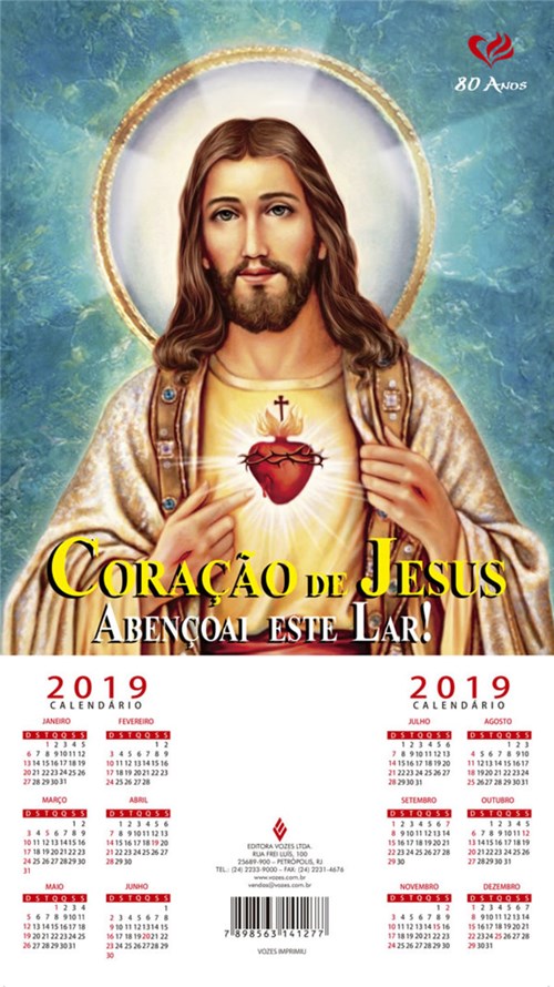 Folhinha do Sagrado Coracao de Jesus 2019